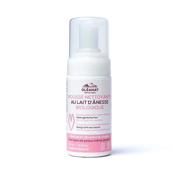 Mousse nettoyante visage bio au lait d'ânesse de 150ml pour nettoyer en profondeur la peau sensitive