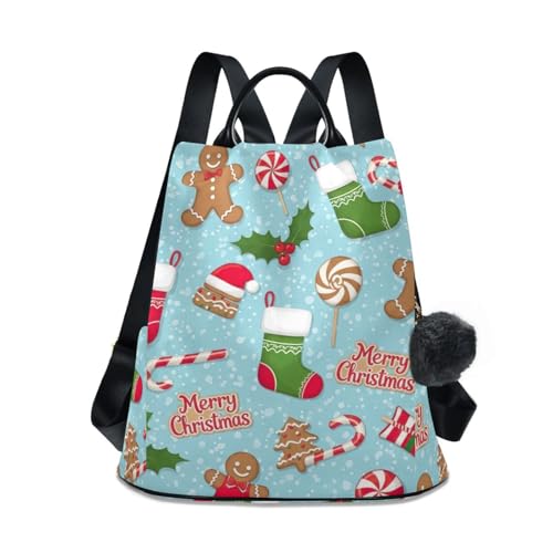 Sac à dos de Noël pour femme en bleu chic avec finitions pompon