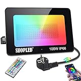 [Regulable 16 millones de colores y 20 modos]. Este es un reflector LED para exteriores LED RGB inteligente con Bluetooth de 100W. Su potencia es de 100W, superbrillante. Estos focos LED para exteriores tienen 16 millones de colores y 20 modos, ritmo musical y funciones de sincronización.
