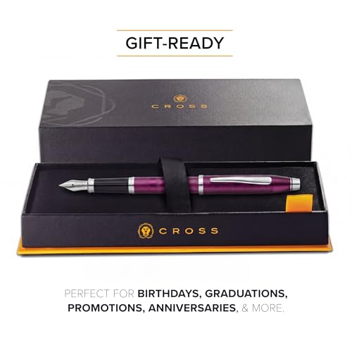 Image of Cross Century II Midnight Plum with Polished Chrome Appointments Refillable Ballpoint Pen - Fine Point, Black Ink, Presented in a Luxury Gift Box