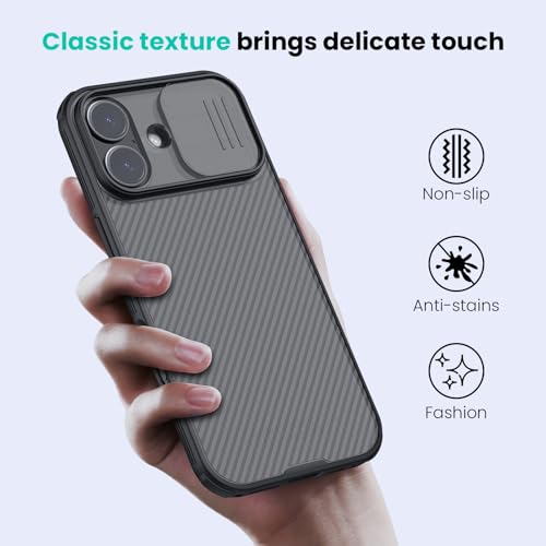 Image of Nillkin for iPhone 17 Case with Slide Camera Cover, Thin Slim Fit, Shockproof Protective, Protector Privacy, Phone Case iPhone 17 Camera Lens Protector 6.3 inch, Transparent Black