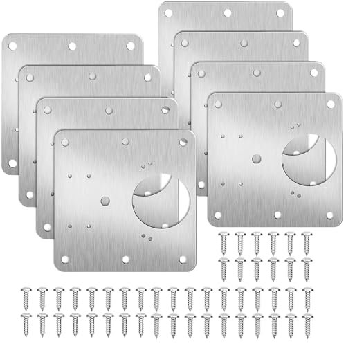 Hinge Repair Plate Cabinet Hinge Repair Plate with Holes Stainless Steel Brackets with Customized Screws for Kitchen Cupboard Door Wardrobe Wood Furniture (8)