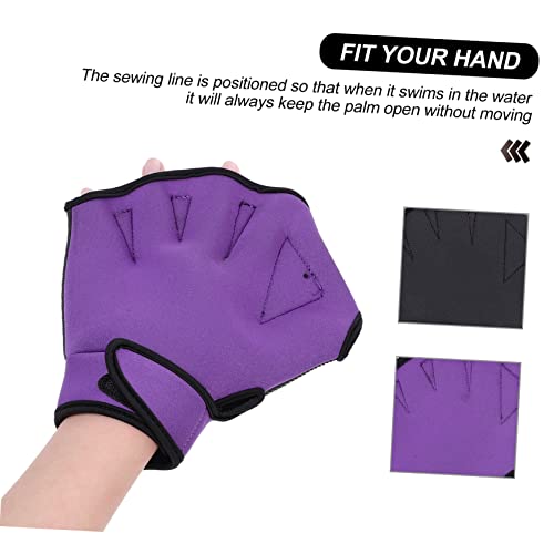 Sosoport 4 Pares Luvas De Natação Luvas De Natação Roxas Pesos De Piscina Para Exercícios Aquáticos