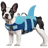 CITÉTOILE Schwimmweste Hunde Hai, Leicht und Sicher für Wassersport, hundeschwimmweste mit Griff und Reflektierend für Kleine Mittlere und Große Hund, Dunkelblau, L