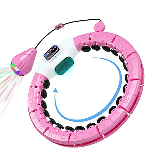 Smart Weighted Hoop Exercise-Hoop Weight-Loss - 40'' Max Adult Weighted Hoola Detachable Exercise Hoop, 3 Vibration Mode, LED Weighted Hula, Smart Counter, Waist Hoop Trainer (40'')