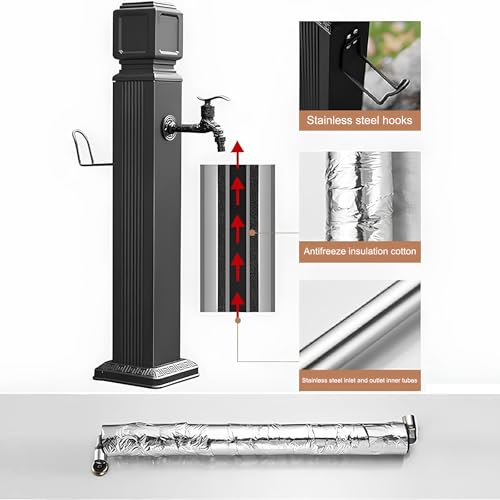 UWYTGF Water Column Garden Faucet Water Column Garden, Stainless Steel Water Column Garden Water Tap, Outdoor Hose Faucet Extender Water Column, Faucet Antifreeze Faucet,Style 1,17 * 17 * 114cm
