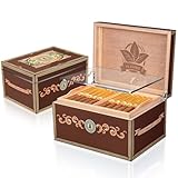 Flauno Cigar Humidor, Cedar Wood Humidor with Accurate Digital Hygrometer, Tray with Handle, Built-in Transparent Cover, Large Capacity Humidor Box Holds Up to 80-120 Cigars, Gift for Cigar Lovers