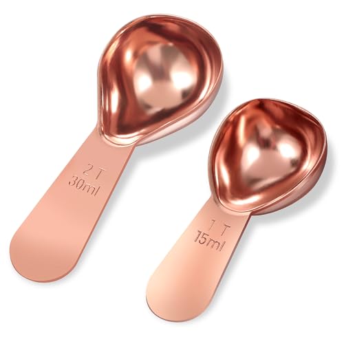 2 Tablespoon Scoop (15ml and 30ml), Rose Gold Coffee Measuring Spoon Stainless Steel Coffee Scoop...