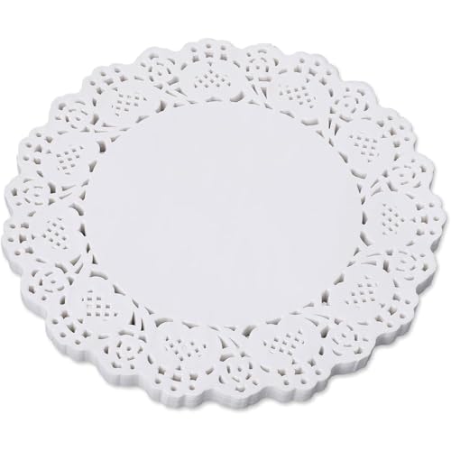 NINFEIQI 140 pièces de napperons ronds en papier, napperons blancs en dentelle pour buffet, gâteau, fritures, fête, linge de table, décoration de mariage (14 cm)