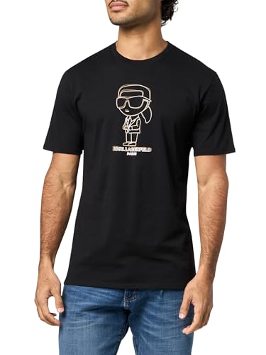 Image of Karl Lagerfeld Men's Crewneck Short Sleeve Graphic Design Relaxed Fit T-Shirt