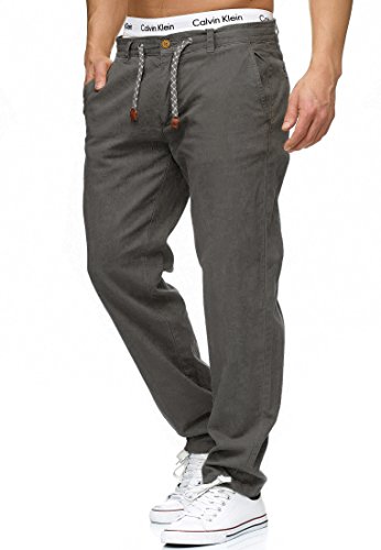 Indicode Caballeros Veneto Pantalones De Tela En 55% Lino Y 45% Algodón 4 Bolsillos | Largo Deportivo Regular Fit Pantalón Moderno Cómodo Tiempo Libre para Hombres Iron XL