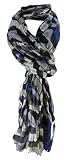 ohne Markenname Raffschal in blau beige schwarz grau flieder gemustert - Schal Gr. 200 x 90 cm