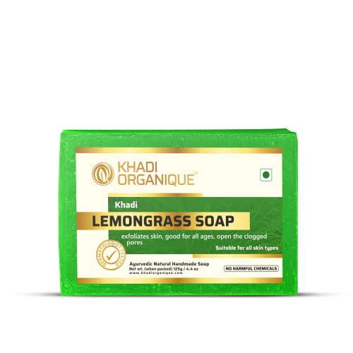 Image of Khadi Organique Natural Herbal Lemongrass Soap Pack of 3 (100% Handmade & Organic Soap)