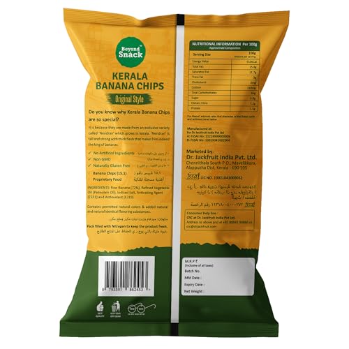 Image of Beyond Snack Nendran Kerala Banana Chips | Original Salted | Thin Crunchy Crispy Snack |600g (100g*6packs) (Pack of 3)