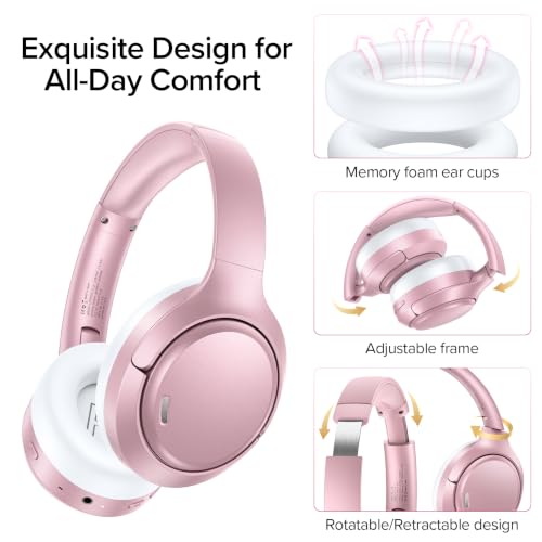 Hybrid Active Noise Cancelling Headphones 120H Long Playtime, 6 ENC Mic, Wireless Over-Ear Bluetooth 6.0 Headphones, Hi-Res Audio, Memory Foam Earcup, Transparency Mode ANC Headphone for Travel Office - image 6