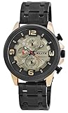 Carcasa de metal revestido. Elite - Reloj de pulsera para hombre (analógico, fecha, cronógrafo, metal, cuarzo, 3 bares), color negro y oro rosa