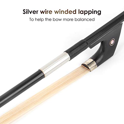 image for Kmise 4/4 Bass Bow Upright Bass Carbon Fiber Bow Ebony Frog Natural Ho