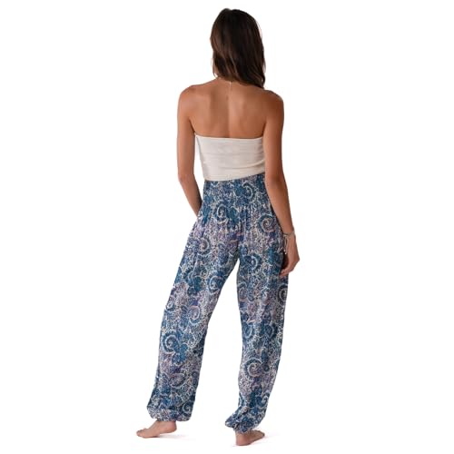 Image of Lotus and Luna Women's Harem Pants Thai Pants for Beach & Lounge High Waisted Flowy Boho Pants Genie Pants Yoga Pants