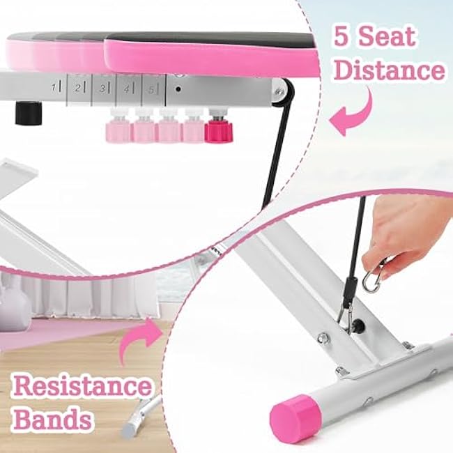 Foldable Squat Machine for Women,Glutes Workout Machines with LCD Display & Adjustable Seat, Glutes & Abs Squat Machine for Home Gym,Space-Saving Design