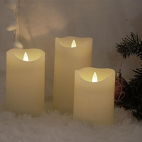 EZiKitchen Flameless Candles Flickering Set of 3 (D 3’’ x H 4’’ 5’’ 6’’) Real Wax Battery Operated LED Candle with Timer Home Decorative Pillar Lights,Wedding Party Events Decor,White by EZiKitchen - Image 3