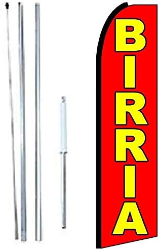BIRRIA King Flag Sign With Complete Hybrid Pole set