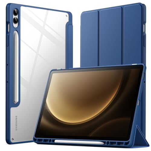 Coque Samsung Galaxy Tab S9 FE+ Antichoc JETech avec Support Trois Volets Marine