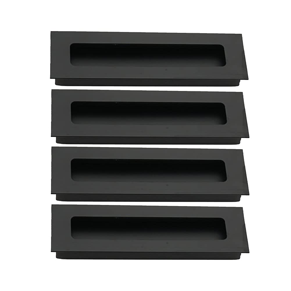 Poignée encastrée porte coulissante alu noir 128 mm pour fente de tiroir et meuble de rangement