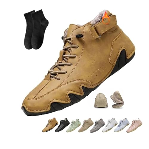 POIOZXD Vogany - Zapatos ortopédicos para mujer y hombre, impermeables, ortopédicas, cálidas, de invierno, de forro polar, cálidas, cómodas, para caminar, senderismo, al aire libre, Brown, 43 EU
