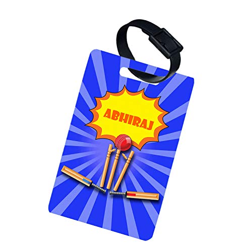 Image of Personalized Luggage Tag with Name & Photo - Boys (Cricket) | Custom Name Tag