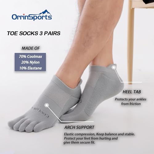 Toe Socks for Men Women Coolmax Cushioned Five Finger Socks 3 Pairs Athletic Breathable Running Socks2