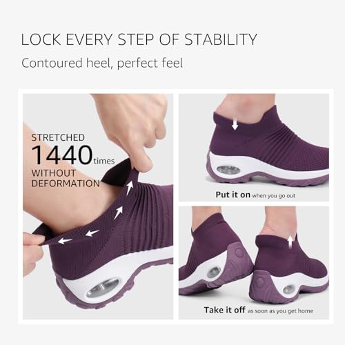 Image of HKR Women Walking Shoes Cushioned Slip On Sneakers