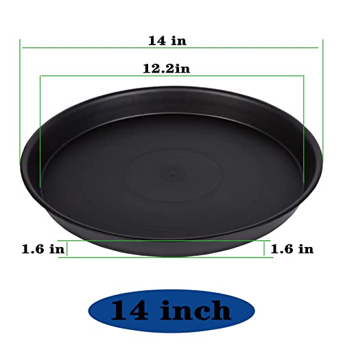 Bleuhome Confezione Da 4 Sottovasi Per Piante Da 35,6 Cm, Resistenti, Rotondi, In Plastica, Per Vasi Da Interni, Vassoi Per Vasi Da 30,5 Cm, 33 Cm, 35,6 Cm, Colore: Nero - 3