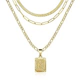 JoycuFF Initial K Layered Initial Necklaces for Women 18K Gold Plated Figaro Chain With Pendant Lett