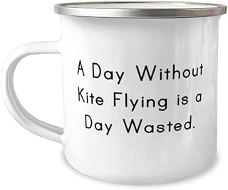 Cool Kite Flying Gifts, A Day Without Kite Flying is a Day Wasted, Sarcastic Birthday 12oz Camper Mug For Men Women From Friends, Funny kite flying mug, Kite flying 12oz camper mug gift, Funny kite