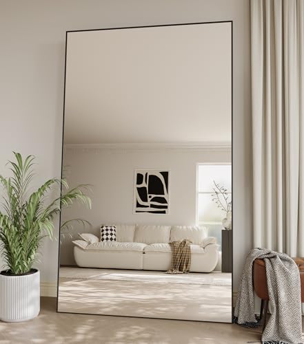 Image of Koonmi 77 inchx38 inch Floor Mirror Full Length, Large Black Mirror