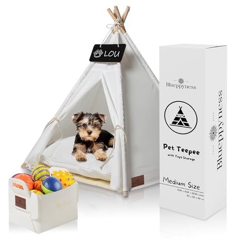 Blueppyness Pet Teepee Tent with Storage Bag Small Dog Beds Medium Sized Dog Up to 20 lbs Cat Beds for Indoor Cats Cama para Perros Pequeños Bunny House Indoor Bed Bunny Casa para Gatos