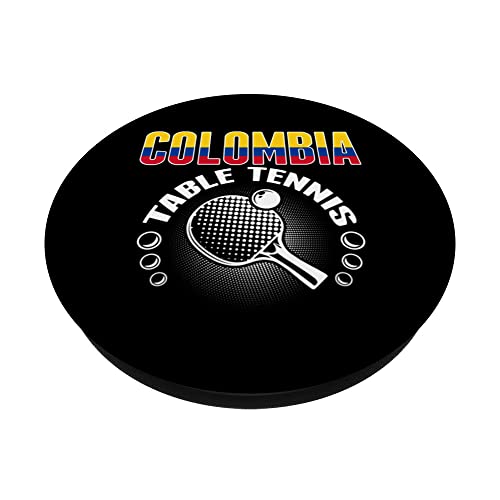 Colombia Table Tennis Lover Support Colombian Ping Pong Team PopSockets Swappable PopGrip, Black - Image 2