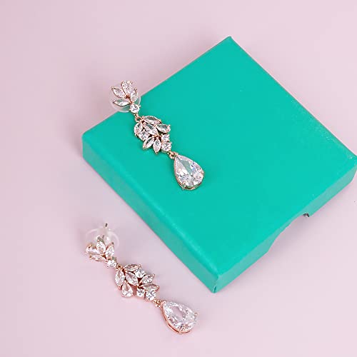 Bridal Wedding Earrings For Brides Bridesmaids, Beusoulover Marquise Teardrop Earrings For Women, Cubic Zirconia Drop And Dangle Earrings For Prom Or Pageant, Jewelry (Silver) #TOP6