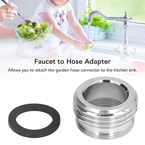 Faucet Adapter Kit, 2Pcs Stainless Steel Aerator Adapter Set Straight Thread 15/16in Male 27/32in Female to 17/16in Sink Faucet Adapter with Washer for Garden Hose - Thumbnail 3