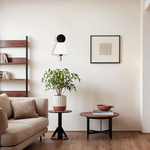 Image of Vintage White Linen Single Wall Sconce, Retro Swoop Wall Lamp with Metal Matte Black Pole, Gooseneck Light Fixture Design for Elegant Home Lighting, Bedroom