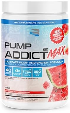 Pump Addict Max Pre-Workout Powder – Enhanced Energy, Focus, and Endurance… (40 Serving, Watermelon)