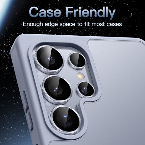 Image of JETech Camera Lens Protector for Samsung Galaxy S25 Ultra 5G, 9H Tempered Glass Metal Individual Ring Cover, Easy Installation Tray, HD Clear, 1 Set (Titanium Silverblue)
