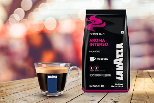 Image of Lavazza Aroma Intenso | Roasted Coffee Beans | Medium Dark Roast | Arabica Robusta Blend |bag, 1000 Grams (Pack of 3)
