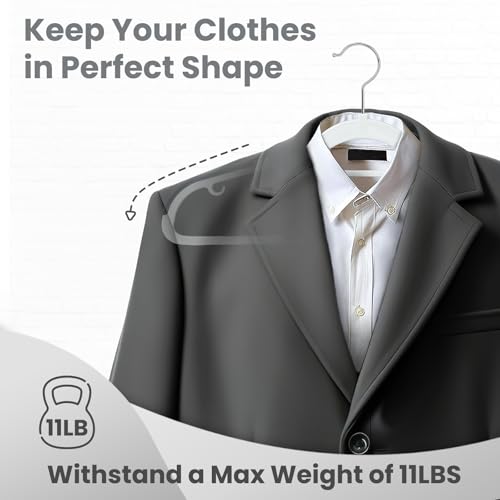 Plastic Hangers 30 Pack, Slim Hangers Non Slip for Closet, Non-staining Space Saving Hanger, 17.1 inches Coat Hanger Heavy Duty Hanging Dry Wet Clothes, Gray - Image 6