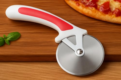 Image of Premium Stainless Steel Pizza Cutter with Sharp Blade & Smooth Rolling Plastic Handle, Paratha, Chapati, Slice Cutter, Kitchen Slicer for Pizza, Sandwich, Pizza Cutter for Kitchen