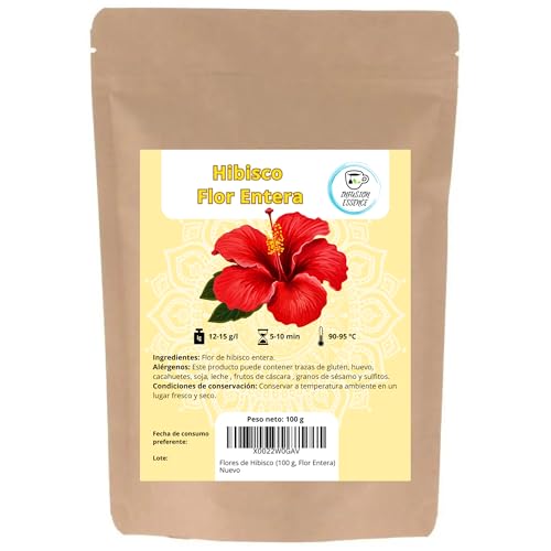 Infusion Essence - Te de Hibisco Flor de Jamaica para Adelgazar - Flor de Hibisco - Flor de Jamaica para Infusion a Granel - Agua de Jamaica Infusion Adelgazar - Hibiscus Tea (100g, Flor Entera)