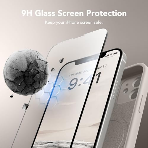 Image of Magnetic for iPhone 12 Case, Compatible with MagSafe, [Full Camera Protection][Screen Protectors] Silicone Shockproof Protective Phone Case for iPhone 12 6.1 inch, Stone