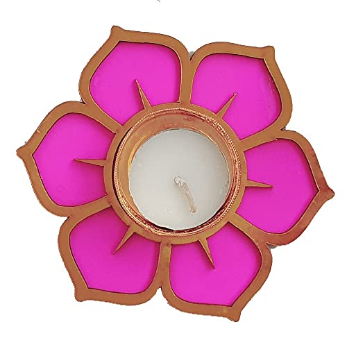 GIFT JAIPUR Handmade 7 Pc Smooth Scented Pink Lotus Flower Diya Rangoli Candles With Wax For Diwali Ganesh Chaturthi Laxmi Pooja Home Temple Rangoli Diya Floor Decoration