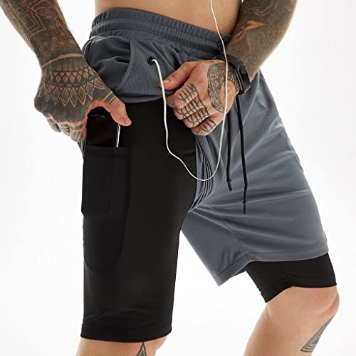Short 2 en 1 sport homme anti-irritation musculation et fitness