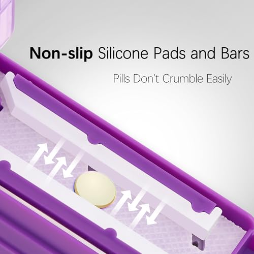Image of Pill Cutter Splitter for Small and Tiny Pills, Pill Cutter for Small or Large Pills, Pill Splitter for Multiple Pills at a Time with Centering Device and Stainless Steel Blade (Purple)